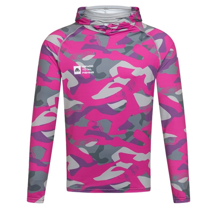 Bluza damska Mikado z kapturem i kominem z filtrem UPF roz.XS - LADY CAMO