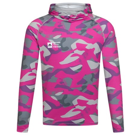 Bluza damska Mikado z kapturem i kominem z filtrem UPF roz.XS - LADY CAMO