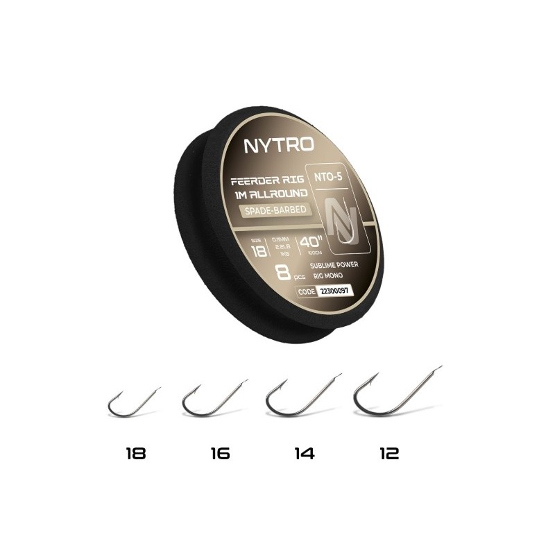 Przypon Nytro NTO5 FEEDER ALLROUND READY TIED RIGS 100cm hak16 / 0,13mm / 3,2lb Przypon Nytro NTO5 FEEDER ALLROUND READY TIED RIGS 100cm hak16 / 0,13mm / 3,2lb