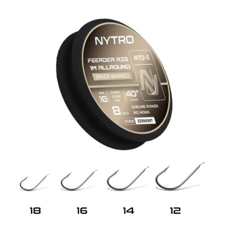 Przypon Nytro NTO5 FEEDER ALLROUND READY TIED RIGS 100cm hak16 / 0,13mm / 3,2lb Przypon Nytro NTO5 FEEDER ALLROUND READY TIED RIGS 100cm hak16 / 0,13mm / 3,2lb