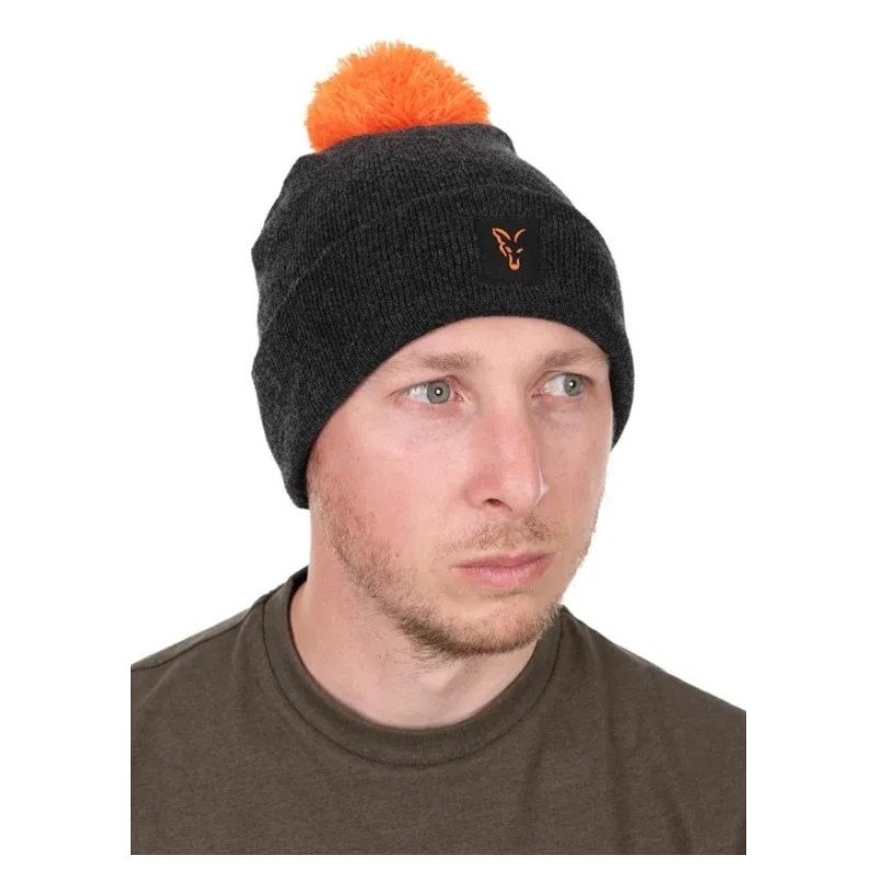 Czapka Fox Collection Bobble Hat - Black/Orange