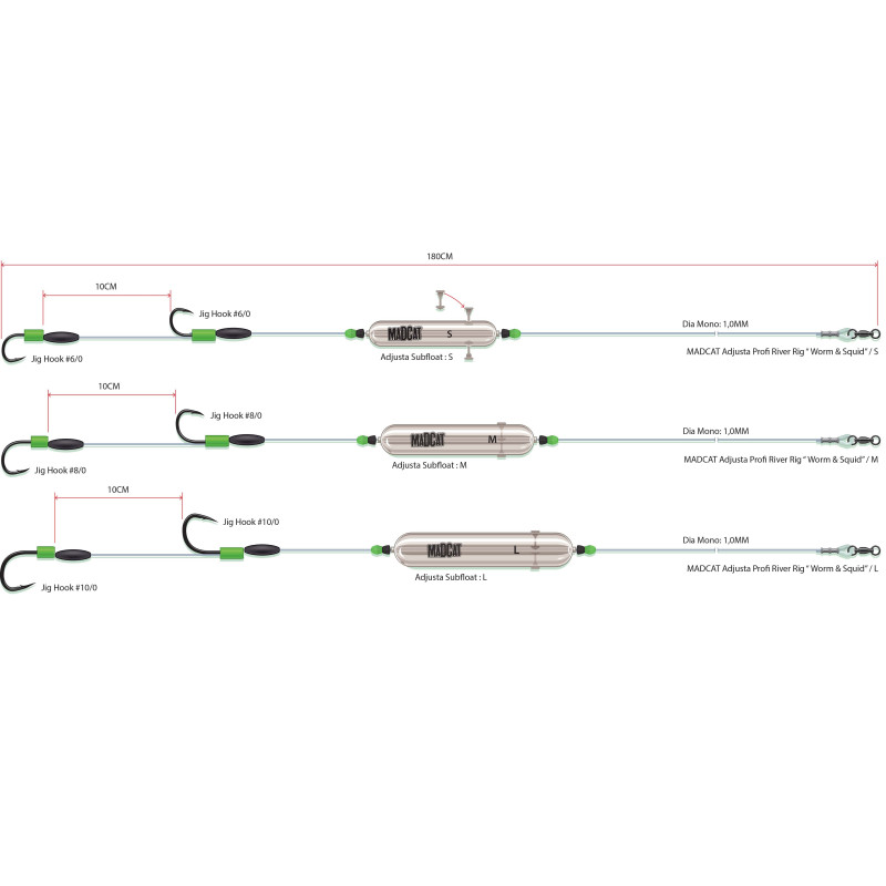 Zestaw sumowy Adjusta Profi River Rig "Worm & Squid" 180cm Madcat