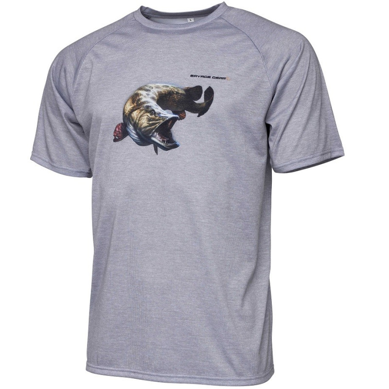 T-Shirt Savage Gear Pike Tee Flinth Grey Melange roz. XL T-Shirt Savage Gear Pike Tee Flinth Grey Melange roz. XL
